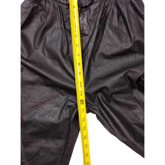 Vintage West Bay Women's Size 8 Leather Pants Black Top Grain Pleated High Rise - Picture 6 of 7